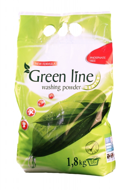 Prací prášek Green Line Gentle 1,8KG 38 PD - 1 praní = 1,28Kč